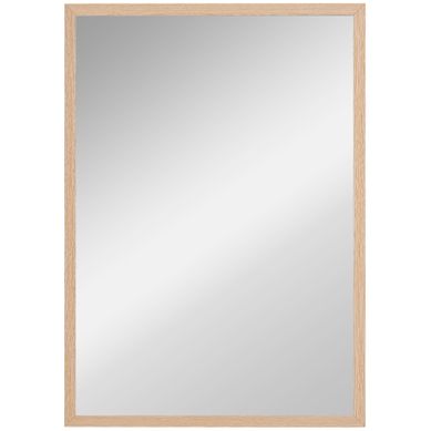 Miroir Mural 50 X 70 Cm Cadre Mdf Bois Naturel, 4 Crochets Inclus, Style Contemporain