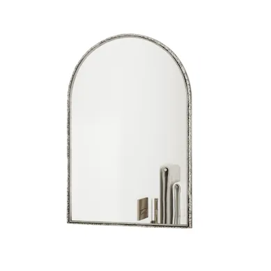 Miroir Arqué Mural En Verre Cadre Fer Argenté Miroir Arqué Mural En Verre Cadre Fer Argenté