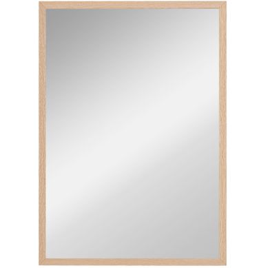 Miroir Mural 50x70 Cm 4 Crochets Cadre Mdf Couleur Naturelle