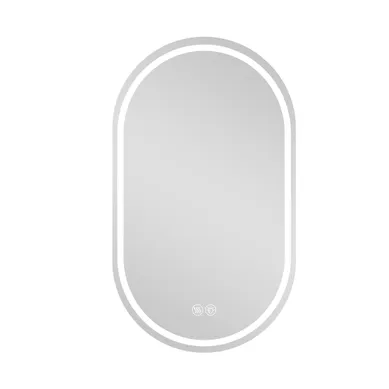 Miroir De Salle De Bain Tactile Antibuée LED Verre Et Métal Argenté Miroir De Salle De Bain Tactile Antibuée LED Verre Et Métal Argenté