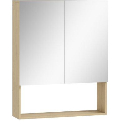 Meuble De Salle De Bain Miroir 60 X 75 Cm Chêne