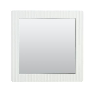 Miroir Mural Carré 80 X 80 Cm, Cadre Blanc Effet Bois, Mdf