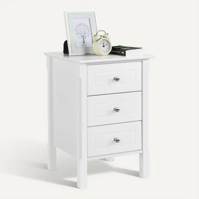 Yaheetech Lot De 2 Tables De Chevet Blanches Style Scandinave - 2 Tiroirs Pieds Bois Massif