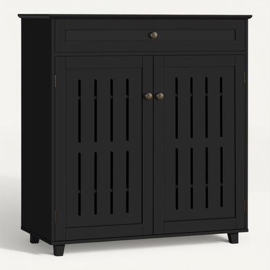 FAR-Armoire à chaussures noir 52x25x120 cm bois d'ingénierie
