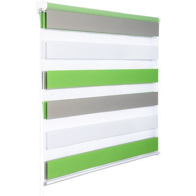1 Pièce Store Enrouleur Double.fixation Rapide.isolant Thermique.55x150 Cm.blanc+vert+gris