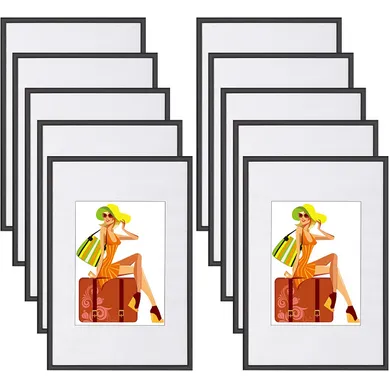10x Cadre Photo 13x18cm En Plastique Pour Chambre/bureau/salle D'étude.noir