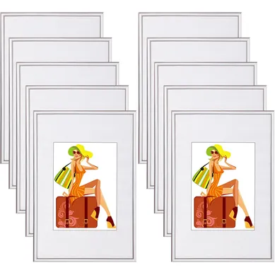 10x Cadre Photo 15x20 Cm En Plastique Pour Chambre/bureau/salle D'étude.argent