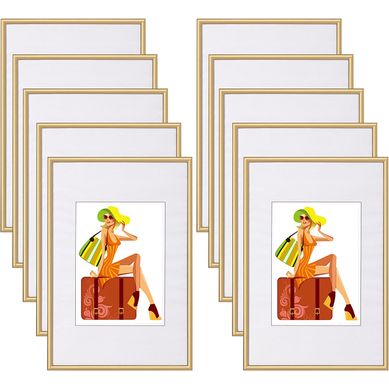 10x Cadre Photo 20x30 Cm En Plastique Pour Chambre/bureau/salle D'étude.or