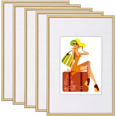 Lot De 5 Pièce Cadre Photo. Décorer Pour Maison. New Life Style. Or. 21x29.7cm A4. Br9862gd-5