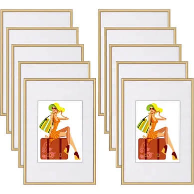 10x Cadre Photo 21x29.7cm(a4) En Plastique Pour Chambre/bureau/salle D'étude.or