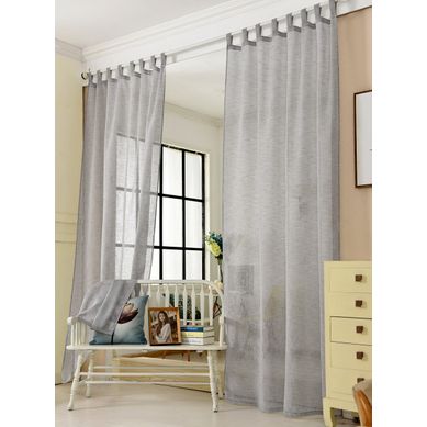 1 Pièce Rideau Voilage. Décoration Pour Fenêtre. Suspension à Pattes. 140x245 Cm. Gris Foncé.
