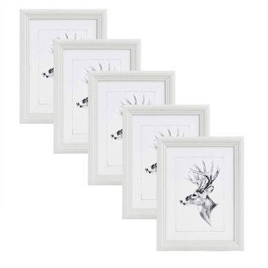 5x Cadre Photo. 15x20 Cm. Cadre En Bois Et Verre. Blanc