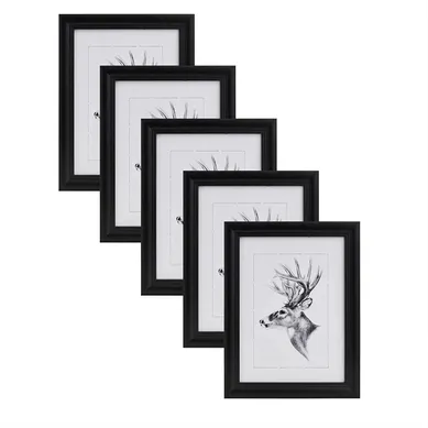 5x Cadre Photo. 30x40 Cm. Cadre En Bois Et Verre. Noir