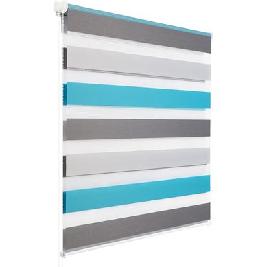 1 Pièce Store Enrouleur Double.fixation Rapide.isolant Thermique.90x220 Cm.blanc+gris+turquoise