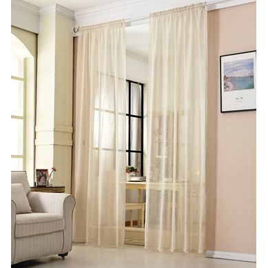 2 Pièces Rideaux Semi-transparents. Suspension Avec Passe-tringle. 140x245cm. Sable. Vh5859sd-2
