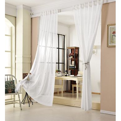 2 Pièce Rideau Voilage. Décoration Pour Fenêtre. Suspension à Pattes. 140x225 Cm. Blanc. Vh5864ws-2