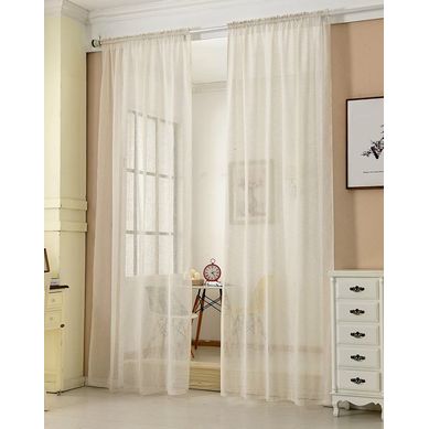2 Pièces Rideaux Semi-transparents. Suspension Avec Passe-tringle. 140x175cm. Crème. Vh5856cm-2