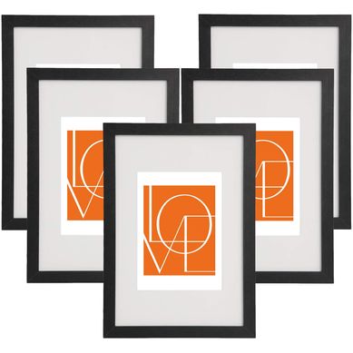 Cadre Photo Lot De 5 Pièces Noir 21.9x30 Cm A4 Cadre En Mdf Design Simple Avec Passe-partout.