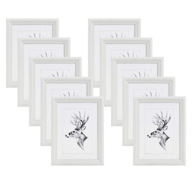 10x Cadre Photo. 10x15cm. Cadre En Bois Et Verre. Blanc