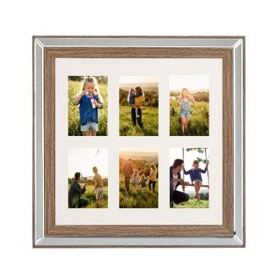 Cadre Pêle-mêle 6 Photos Effet Miroir Et Bois Foncé Sinta