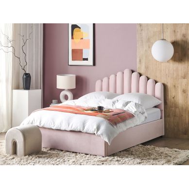 Lit coffre capitonné velours gris CHESTER - Lit sur Déco