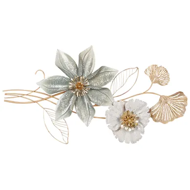 Décoration Murale Fleur Europium 46 Cm Métal Doré