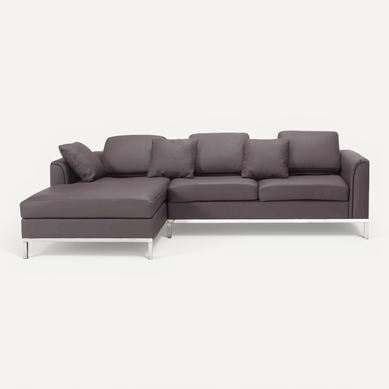 Canapé 3 places avec têtières en cuir marron SOLANGE