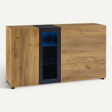 Buffet Industriel 4 Portes 140cm Detroit - Meuble Rangement Salon Niche Design