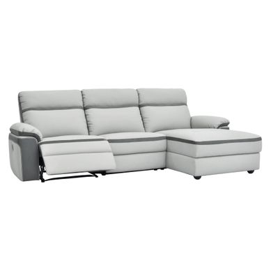 méridienne droite WILLY  PU et microfibre gris clair