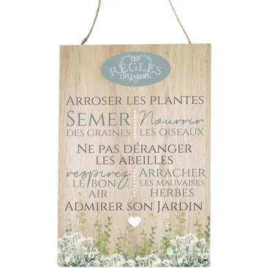 Plaque En Bois Règles Du Jardin 20 X 30 Cm