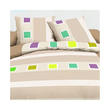 Housse De Couette 3 Pièces 220x240cm - 100% Coton 57 Fils - VENDOMES Taupe - Home Linge Passion