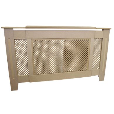 Cache Radiateur En Mdf Naturel À Motif Grillagé Ajustable De 140 À 192 Cm