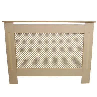 Cache Radiateur En Mdf Naturel À Motif Grillagé 115 Cm X 82 X 18,8 Cm