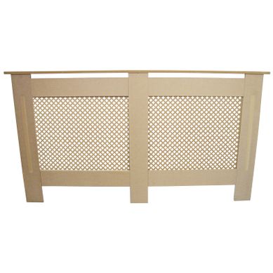 Cache Radiateur En Mdf Naturel À Motif Grillagé 151,5 Cm X 82 X 18,8 Cm