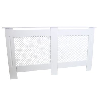 Cache Radiateur En Mdf Blanc À Motif Grillagé 151,5 Cm X 82 X 18,8 Cm