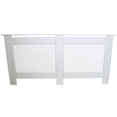 Cache Radiateur En Mdf Blanc À Motif Grillagé 172 Cm X 82 X 18,8 Cm