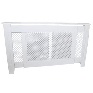 Cache Radiateur En Mdf Blanc À Motif Grillagé Ajustable De 140 À 192 Cm