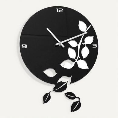 Horloge Murale Feuilles Noir