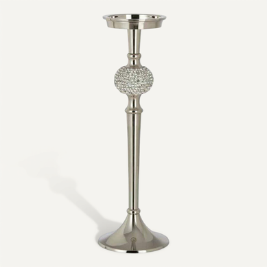 Lot De Deux Grands Candélabres Bougeoirs En Verre - Hauteur 31 Et 23 Cm, TBE