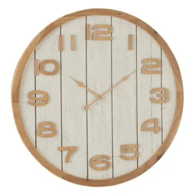 Horloge Murale En Bois "beatriz" 60cm Blanc et Naturel