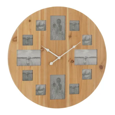 Horloge Murale 12 Photos "juliette" 60cm Naturel