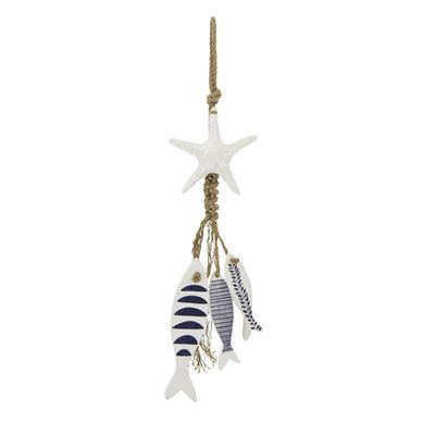Suspension Déco étoile et Poissons "javier" 86cm Blanc