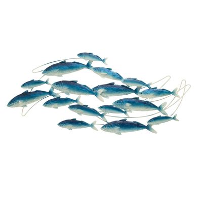 Déco Murale En Métal "groupe De Poissons" 111cm Bleu Foncé