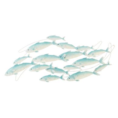 Déco Murale En Métal "groupe De Poissons" 111cm Bleu Clair