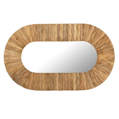 Miroir Mural Ovale En Bois "curve" 152cm Naturel Miroir Mural Ovale En Bois "curve" 152cm Naturel