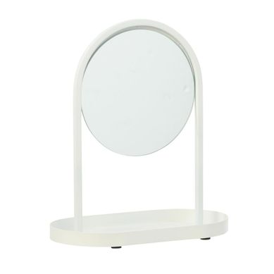 Miroir Avec Support Bijoux "perle" 32cm Blanc