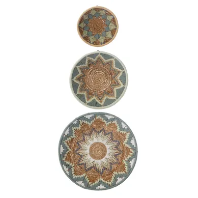 Lot De 3 Déco Murales "branche Bananier" 76cm Bleu Clair