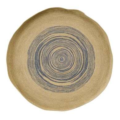 Déco Murale Plateau En Jonc "galene" 100cm Naturel et Bleu
