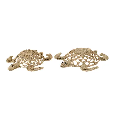 Lot De 2 Déco Murales En Jonc "tortue" 80cm Naturel