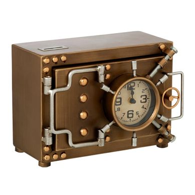 Horloge Coffre-fort À Poser "zacharie" 27cm Doré